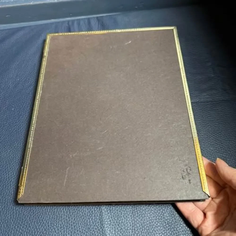 Vintage Gold Metal Double 8x10 Hinged Picture Frame, MCM Bifold Ornate Beaded